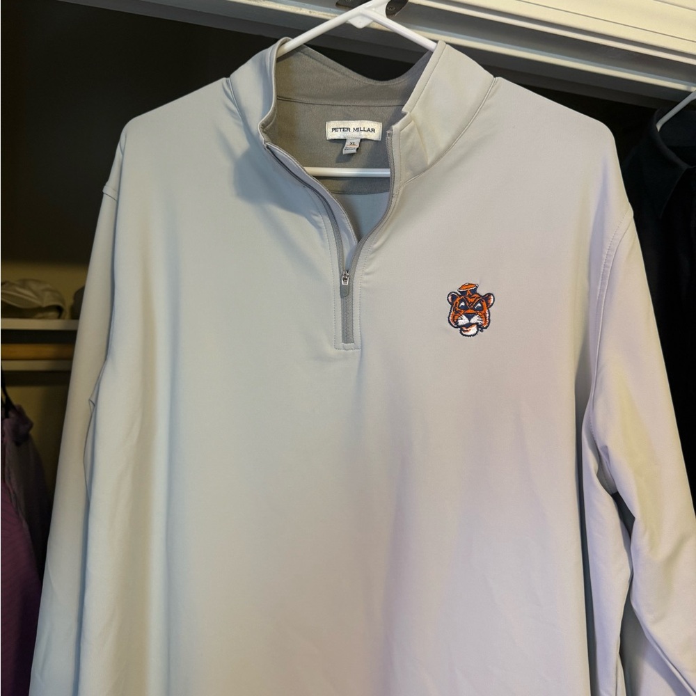 Peter Millar Gray Quarter-Zip Pullover Auburn University